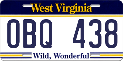 WV license plate OBQ438