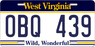 WV license plate OBQ439