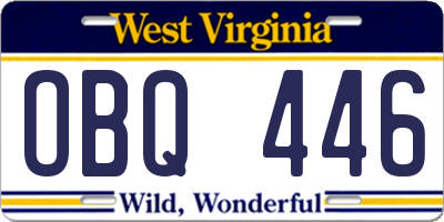WV license plate OBQ446