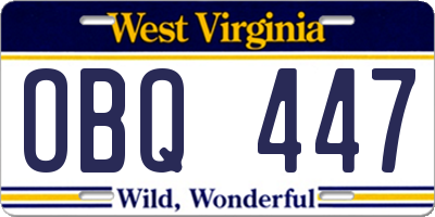 WV license plate OBQ447