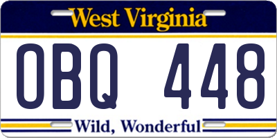 WV license plate OBQ448