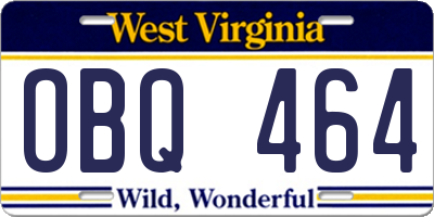 WV license plate OBQ464