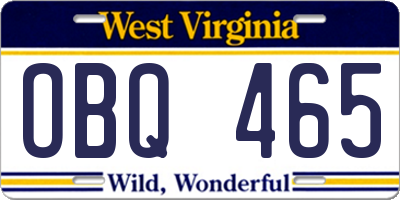 WV license plate OBQ465