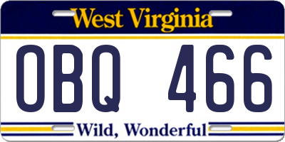 WV license plate OBQ466