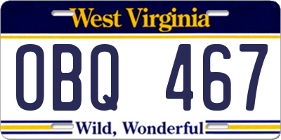 WV license plate OBQ467