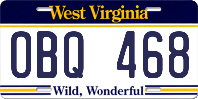 WV license plate OBQ468