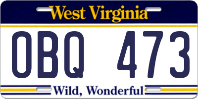 WV license plate OBQ473