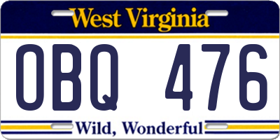 WV license plate OBQ476