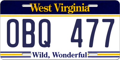 WV license plate OBQ477