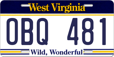 WV license plate OBQ481