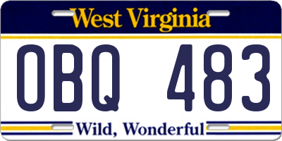 WV license plate OBQ483