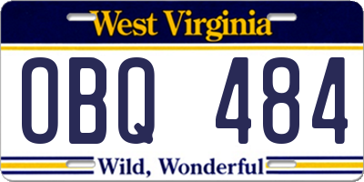 WV license plate OBQ484