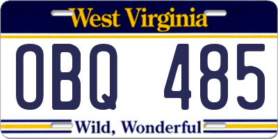 WV license plate OBQ485