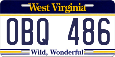WV license plate OBQ486