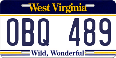 WV license plate OBQ489