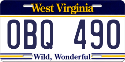 WV license plate OBQ490