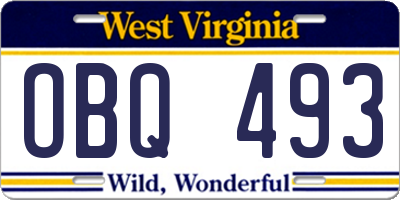 WV license plate OBQ493