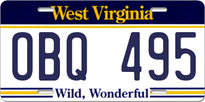 WV license plate OBQ495