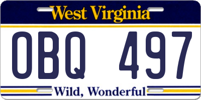 WV license plate OBQ497