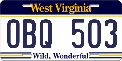 WV license plate OBQ503