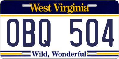 WV license plate OBQ504