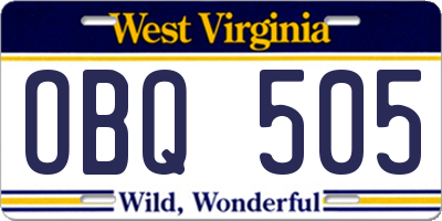 WV license plate OBQ505