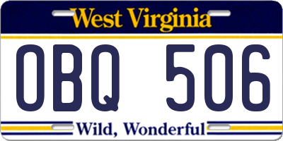 WV license plate OBQ506