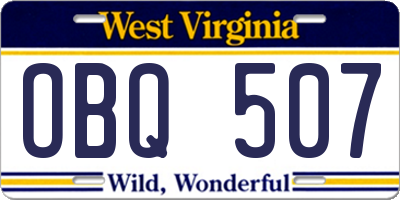 WV license plate OBQ507