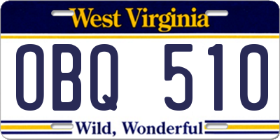 WV license plate OBQ510