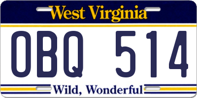 WV license plate OBQ514