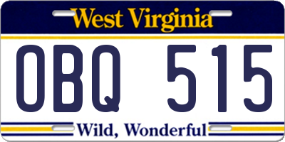 WV license plate OBQ515