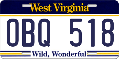 WV license plate OBQ518