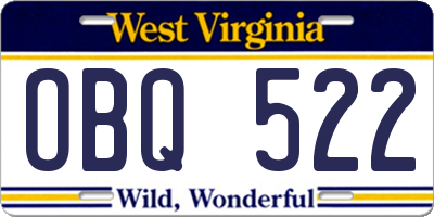 WV license plate OBQ522