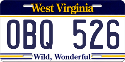 WV license plate OBQ526