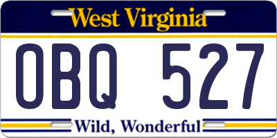 WV license plate OBQ527