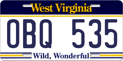 WV license plate OBQ535