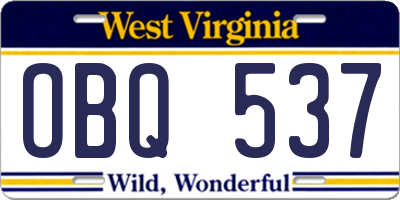 WV license plate OBQ537