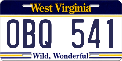 WV license plate OBQ541