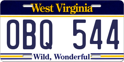 WV license plate OBQ544
