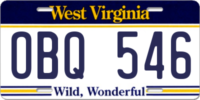 WV license plate OBQ546