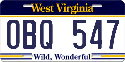 WV license plate OBQ547