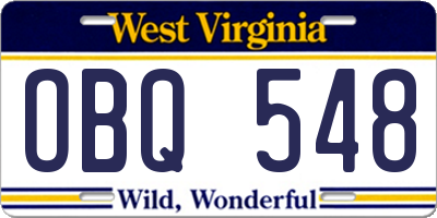WV license plate OBQ548