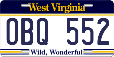 WV license plate OBQ552