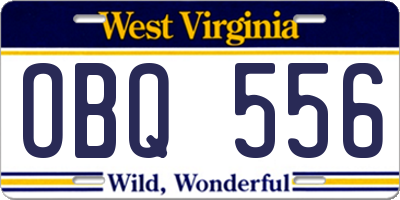 WV license plate OBQ556