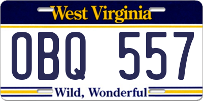 WV license plate OBQ557
