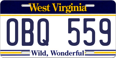 WV license plate OBQ559