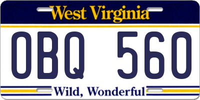 WV license plate OBQ560