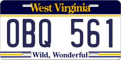 WV license plate OBQ561
