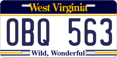 WV license plate OBQ563