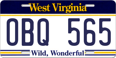 WV license plate OBQ565